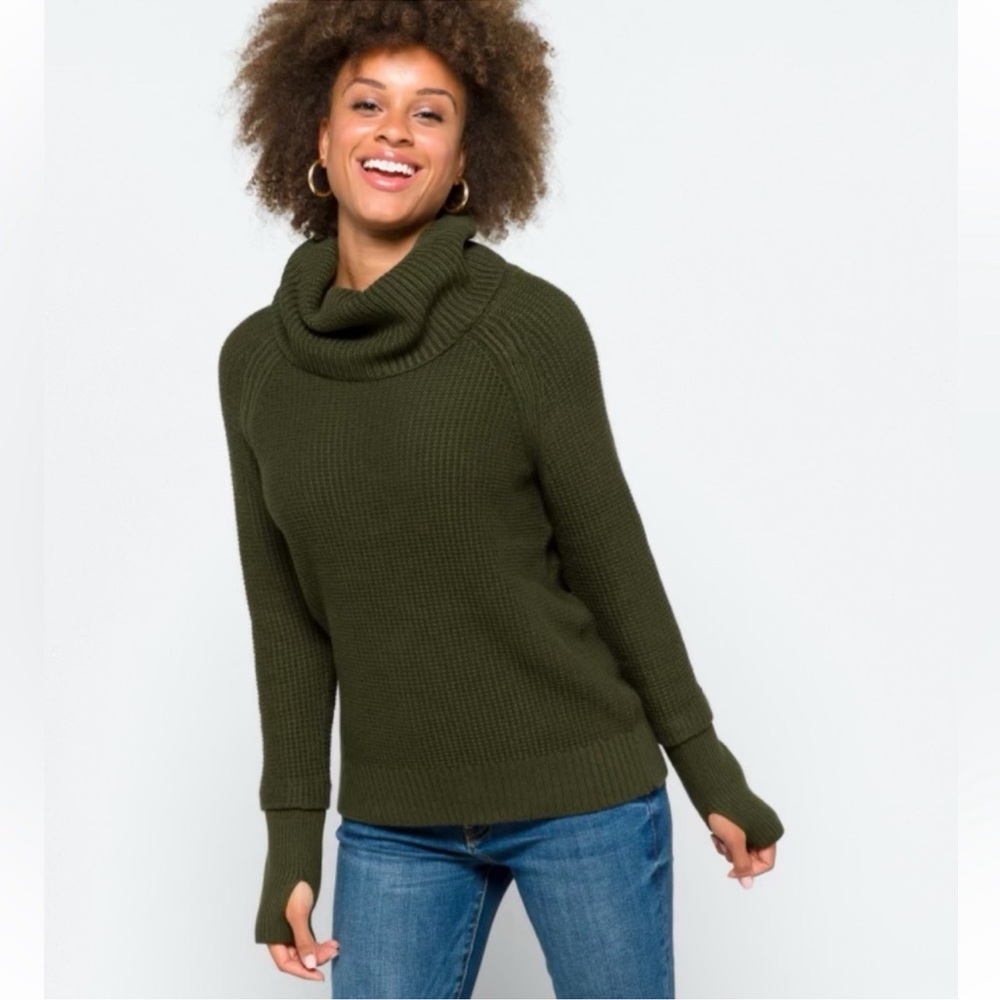 Market & Spruce Olive Green Cowl Neck Sweater